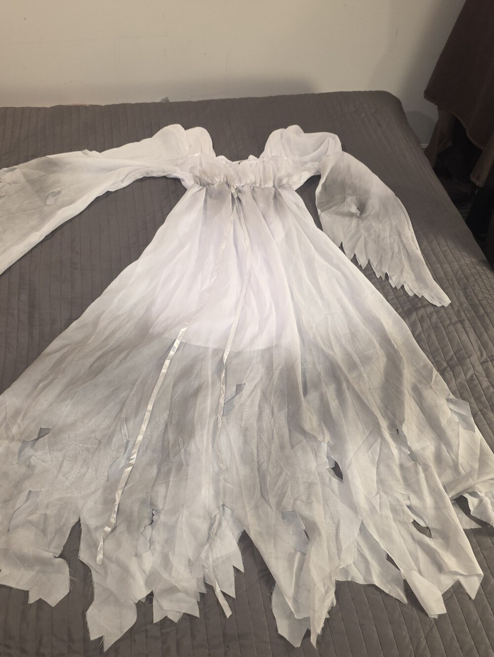 EraSpooky Womens L Gossamer Ghost Costume White Victorian Gothic Halloween - Picture 11 of 14